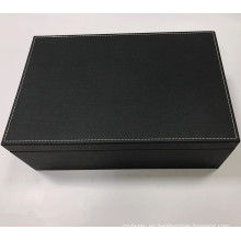 Caja de envasado de cuero de té negro hecha a mano para regalo
